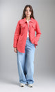 R211665 - Self Pattern Buttoned Long Shirt - Coral