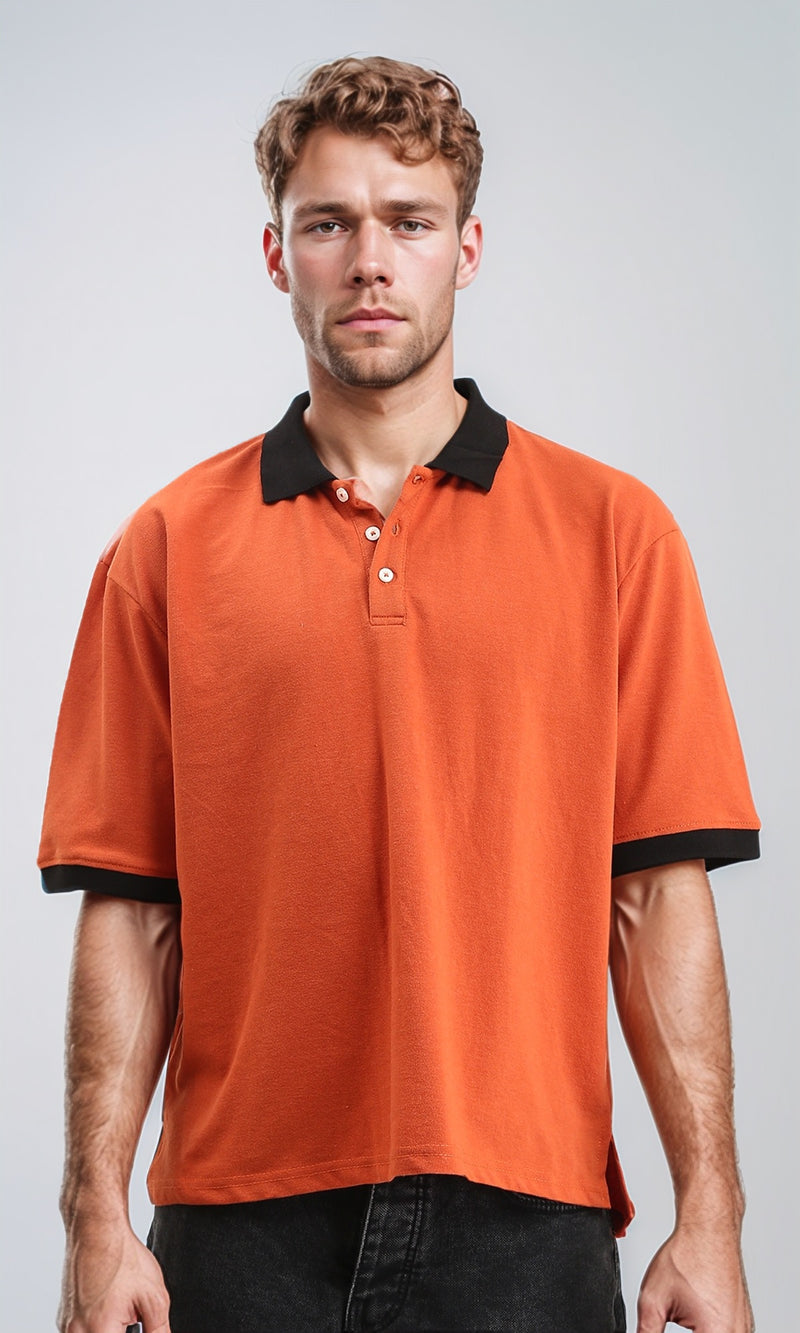 R211716 - Elbow Sleeves Pique Polo Shirt - Hot Orange