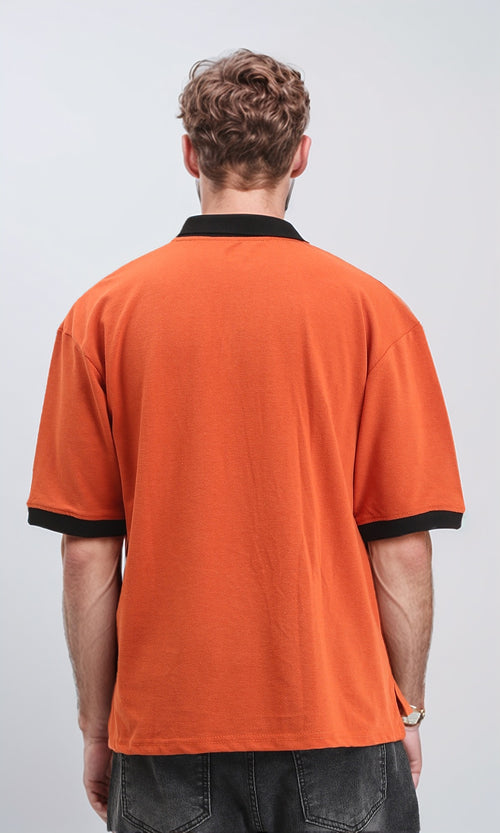 R211716 - Elbow Sleeves Pique Polo Shirt - Hot Orange