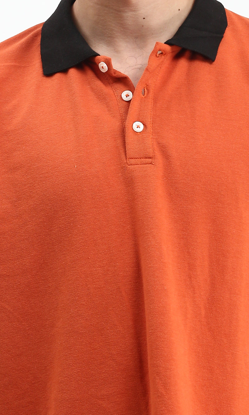R211716 - Elbow Sleeves Pique Polo Shirt - Hot Orange