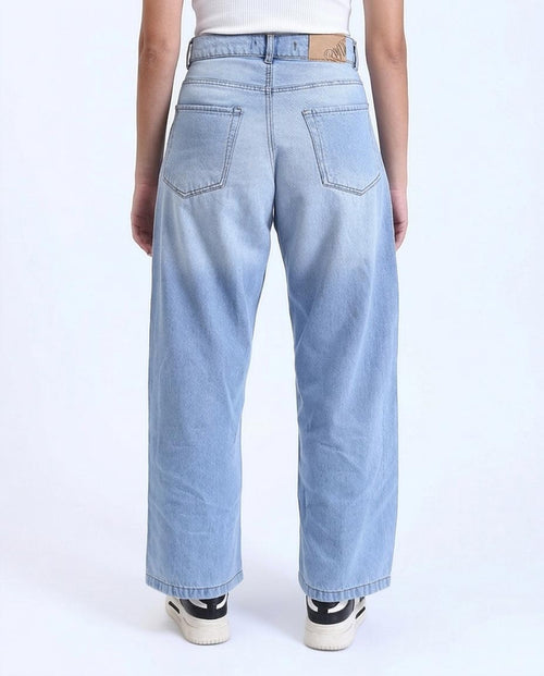 Ravin High-Waisted Wide-Leg Denim Jeans in Light Blue - R211718
