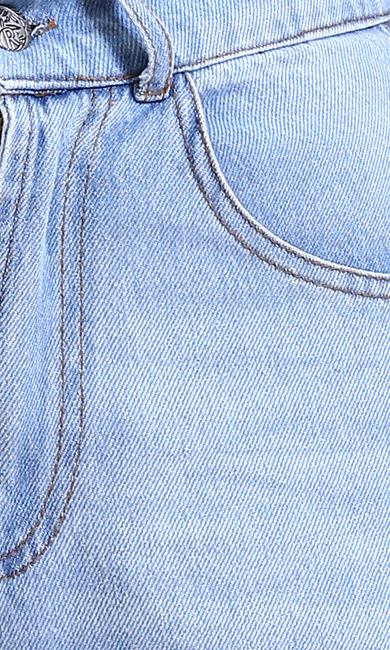 R211718 - Casual Straight-Leg Solid Jeans - Light Blue