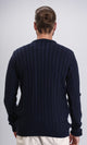 R211732 - Knitted Round Neck Winter Pullover - Navy Blue