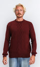 R211733 - Knitted Round Neck Winter Pullover - Burgundy
