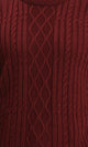 R211733 - Knitted Round Neck Winter Pullover - Burgundy