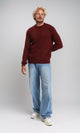 R211733 - Knitted Round Neck Winter Pullover - Burgundy