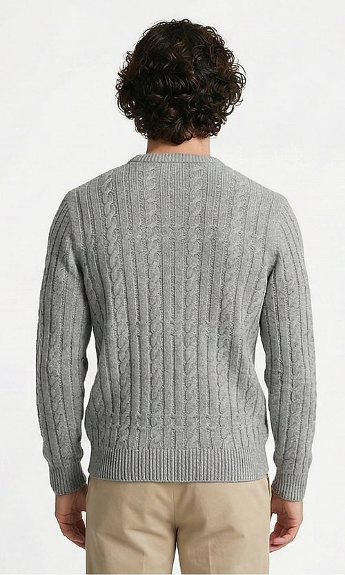 Ravin Men's Heather Grey Cable Knit Pullover