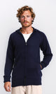 R211737 - Hooded Neck Full Zipper Knitted Sweater - Navy Blue