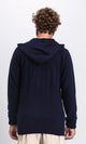 R211737 - Hooded Neck Full Zipper Knitted Sweater - Navy Blue