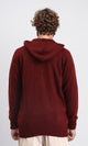 R211738 - Hooded Neck Full Zipper Knitted Sweater - Burgundy