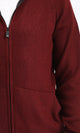 R211738 - Hooded Neck Full Zipper Knitted Sweater - Burgundy
