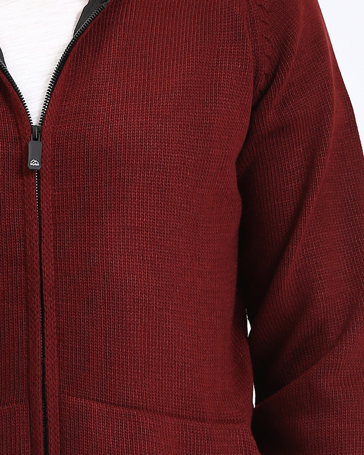 Ravin Men's Ribbed Knit Raglan Zip-Up Hoodie – Burgundy - R211738