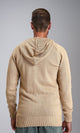 R211739 - Hooded Neck Zipped Long Sweater - Dark Beige
