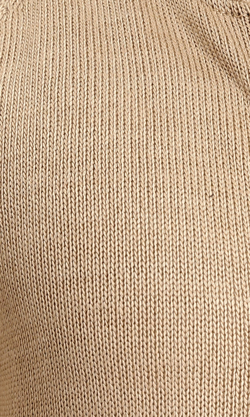 R211739 - Hooded Neck Zipped Long Sweater - Dark Beige