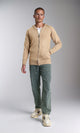 R211739 - Hooded Neck Zipped Long Sweater - Dark Beige