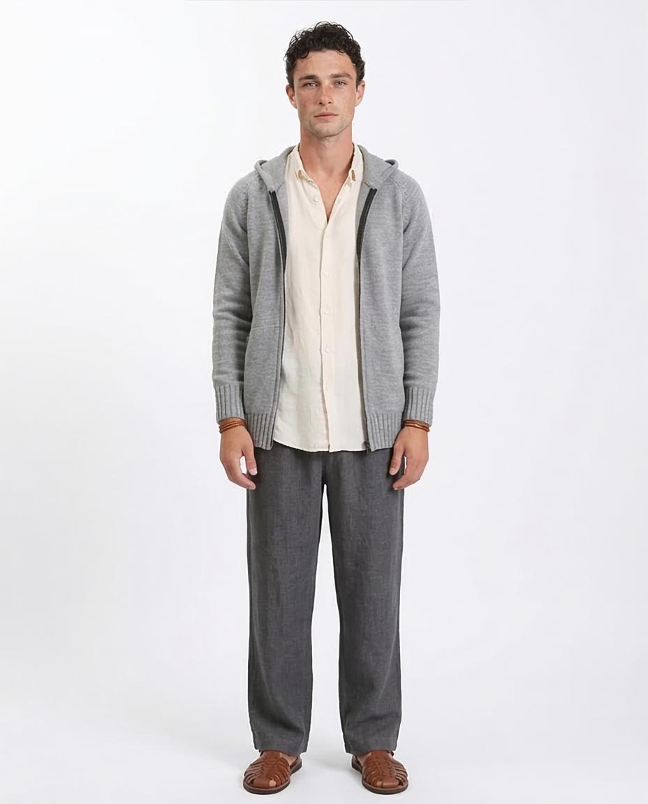 Ravin Men’s Raglan Knit Zip-Up Hoodie – Heather Grey - R211740