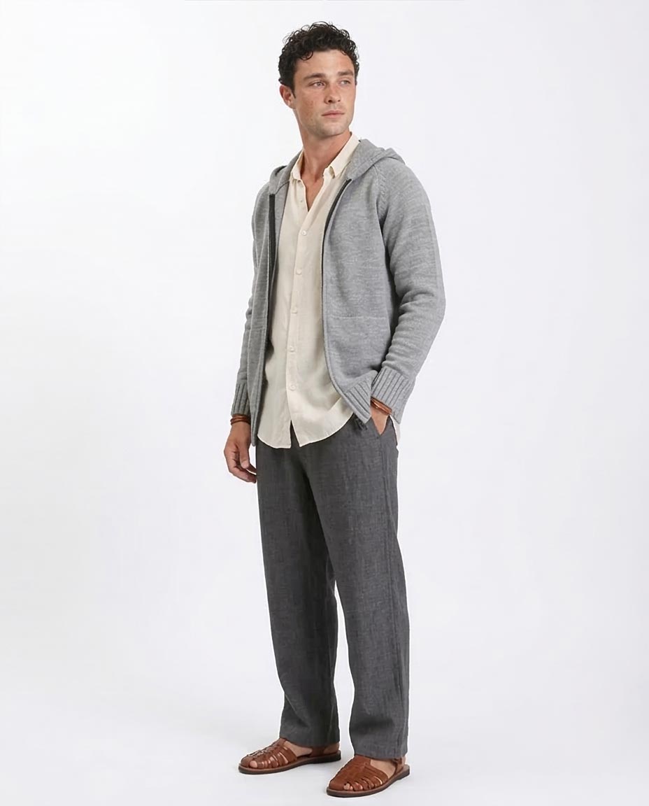 Ravin Men’s Raglan Knit Zip-Up Hoodie – Heather Grey - R211740