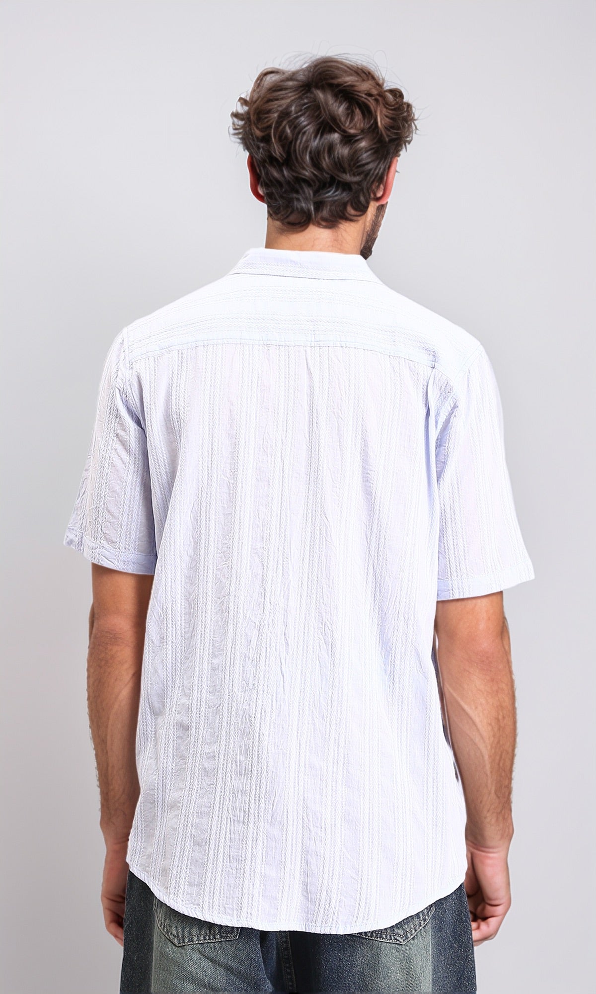R211745 - Short Sleeves Lightweight Cotton Shirt - Pastel Blue