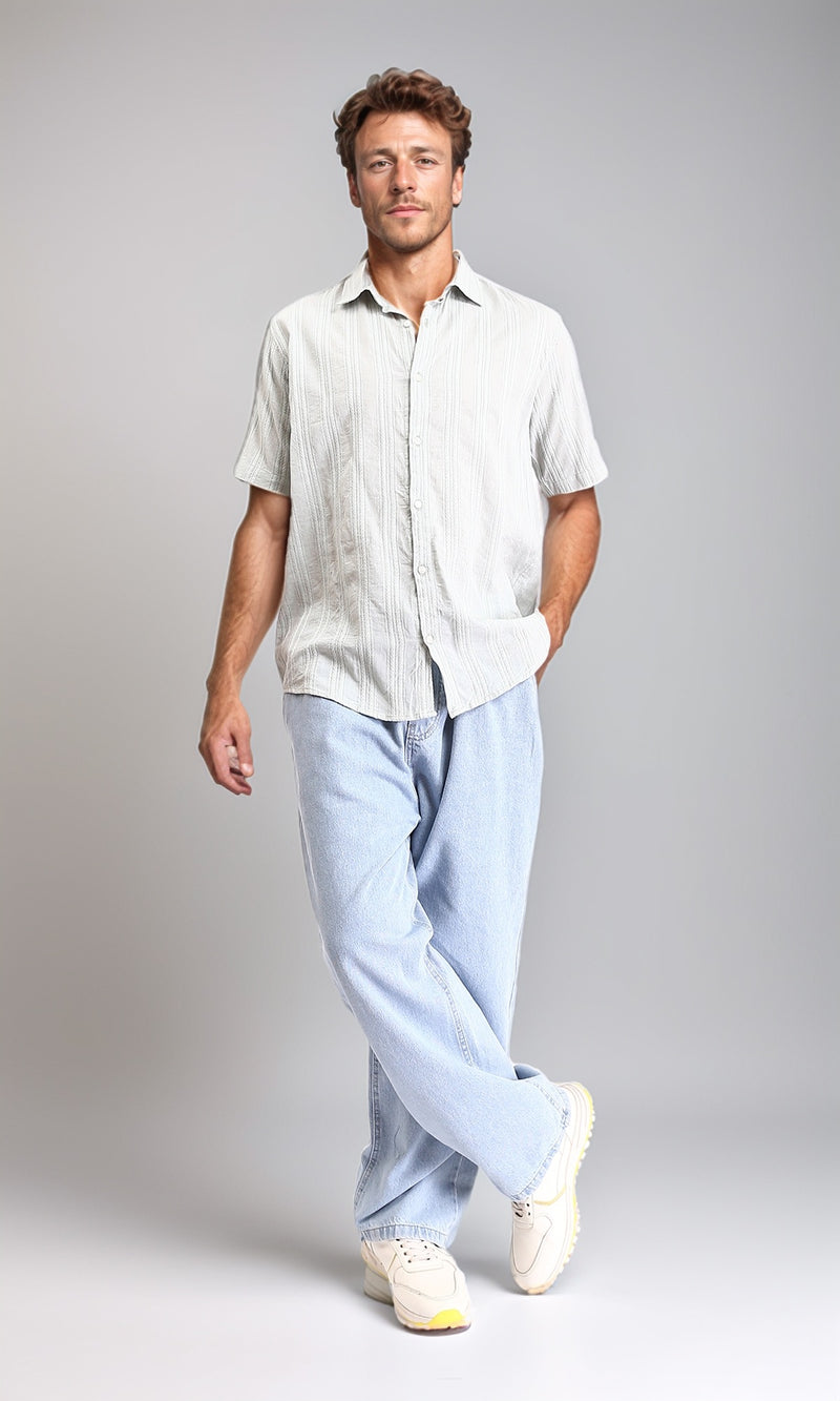 R211746 - Short Sleeves Lightweight Cotton Shirt - Pastel Olive