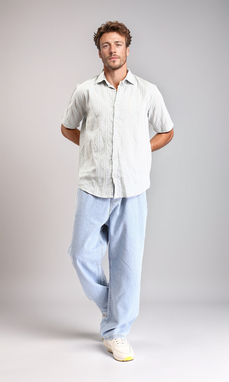 R211746 - Short Sleeves Lightweight Cotton Shirt - Pastel Olive