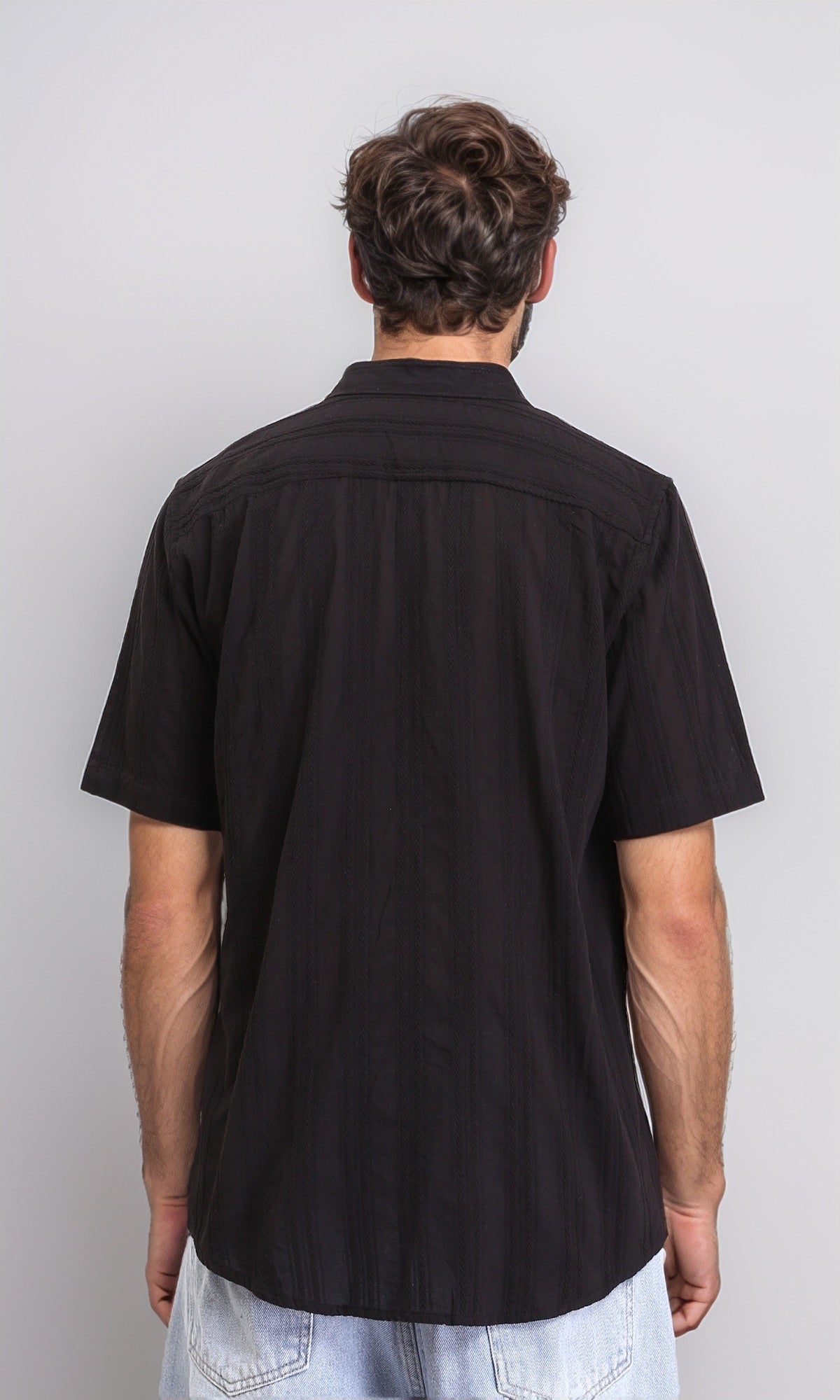 R211747 - Short Sleeves Lightweight Cotton Shirt - Black