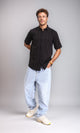 R211747 - Short Sleeves Lightweight Cotton Shirt - Black