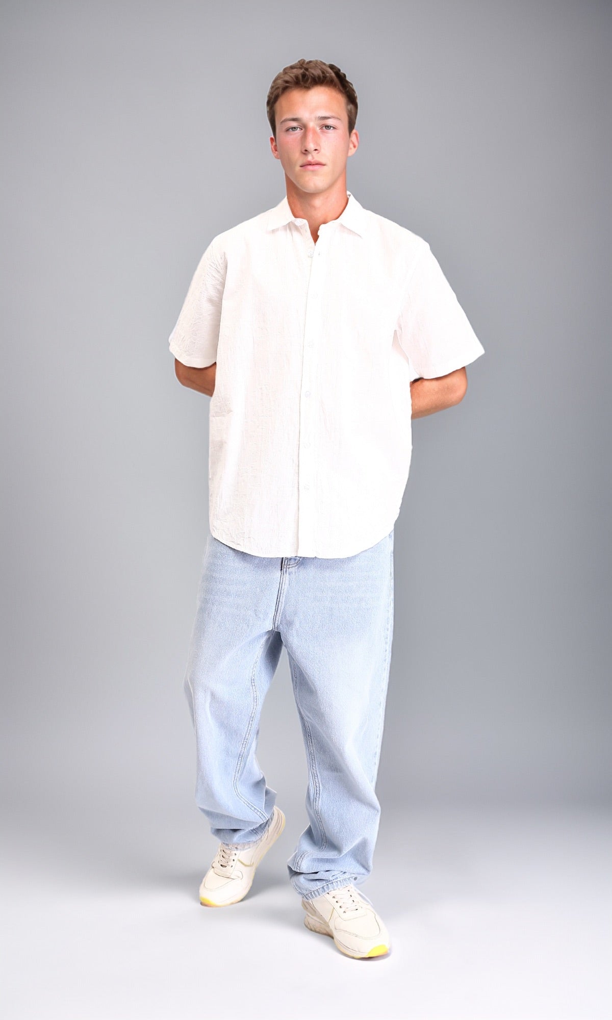 R211749 - Regular Fit Textured Cotton Shirt - White