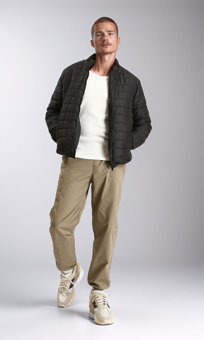 R211816 - Mock Neck Zipped Bomber Jacket - Black