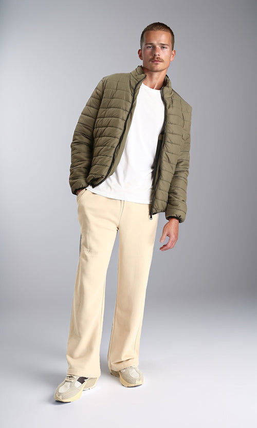R211818 - Mock Neck Zipped Bomber Jacket - Olive