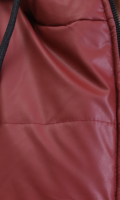 R211822 - Long Sleeves Zipped Bomber Jacket - Burgundy