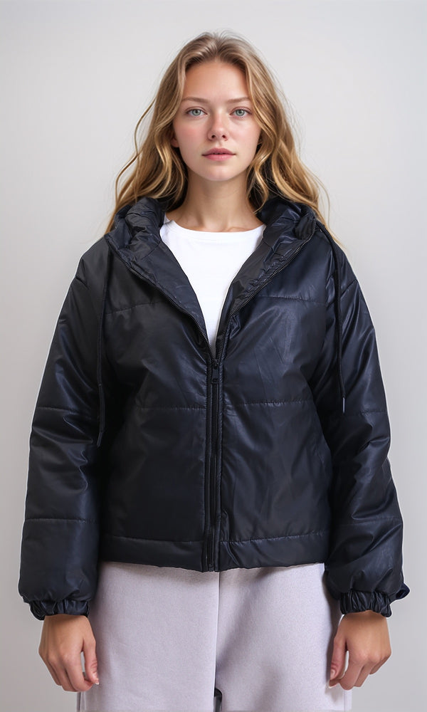 R211824 - Long Sleeves Zipped Bomber Jacket - Black