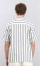 R211851 - Classic Collar Striped Summer Shirt - White & Black