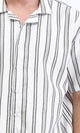 R211851 - Classic Collar Striped Summer Shirt - White & Black