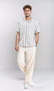 R211851 - Classic Collar Striped Summer Shirt - White & Black
