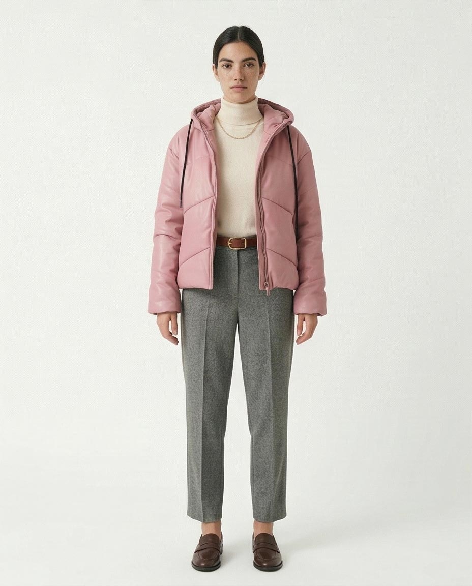 Ravin Women's Rose Chevron-Quilted Pu Puffer Jacket with Hood - R211854
