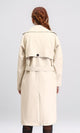 R211881 - Notched Lapel Buttoned Leather Coat - Cream