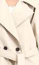 R211881 - Notched Lapel Buttoned Leather Coat - Cream