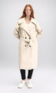 R211881 - Notched Lapel Buttoned Leather Coat - Cream
