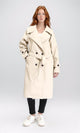 R211881 - Notched Lapel Buttoned Leather Coat - Cream