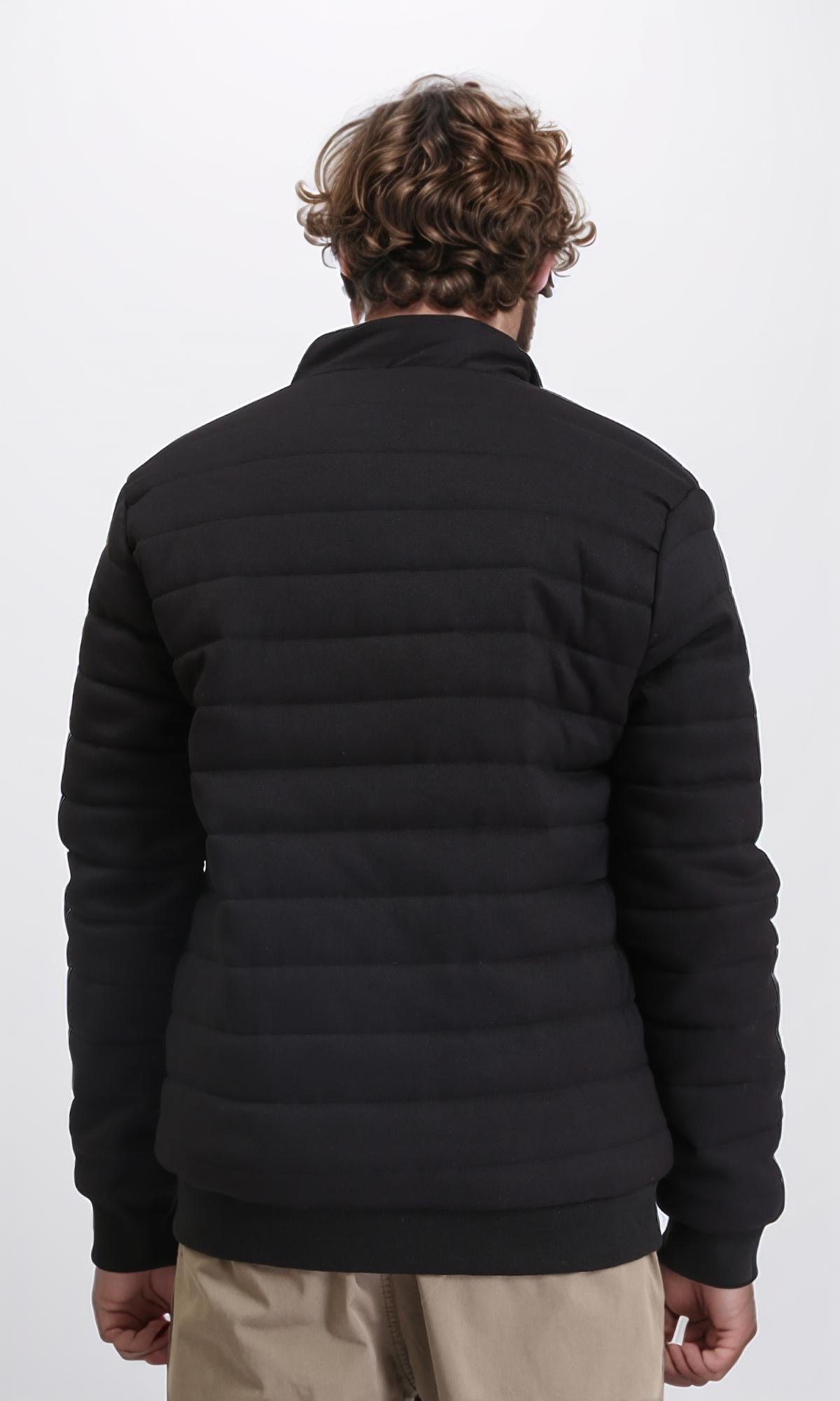 R212008 - Casual Stitched Jacket with Side Pockets - Black