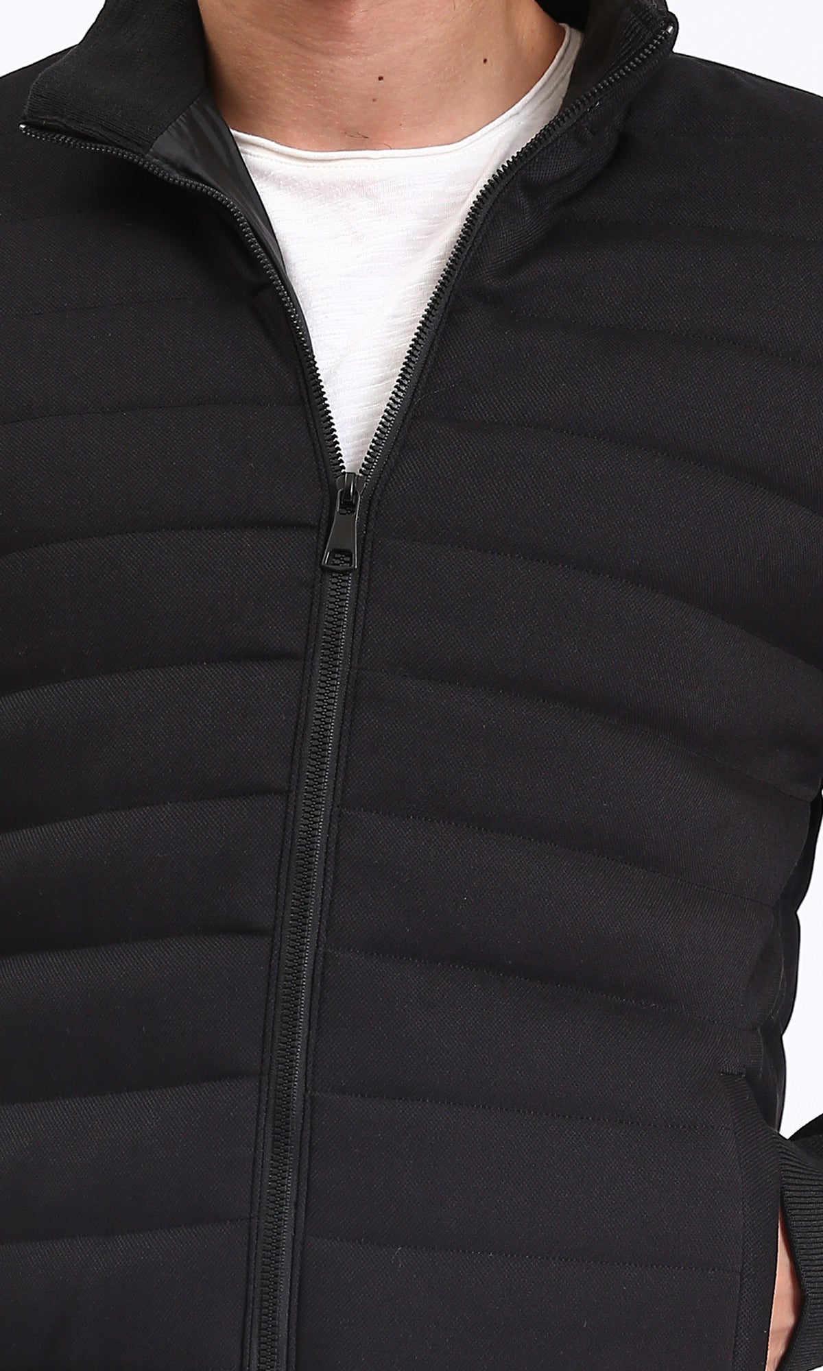 R212008 - Casual Stitched Jacket with Side Pockets - Black