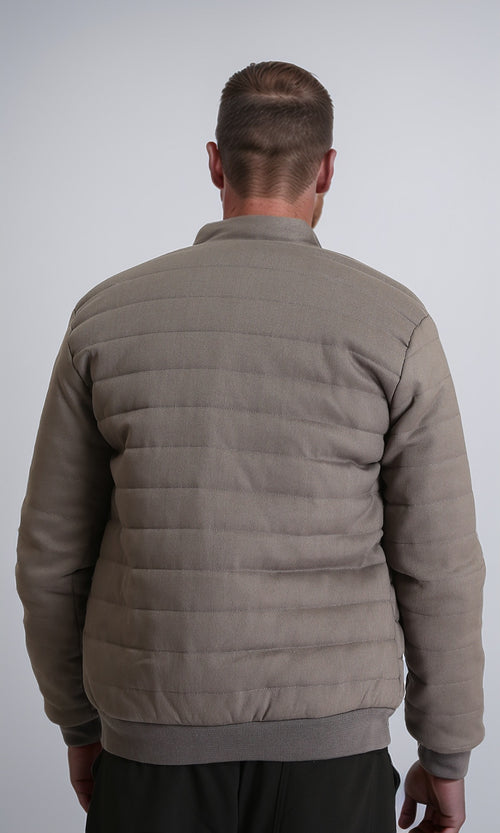 R212010 - Long Sleeves Bomber Jacket with Hem - Grey
