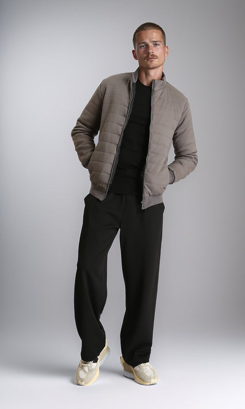 R212010 - Long Sleeves Bomber Jacket with Hem - Grey