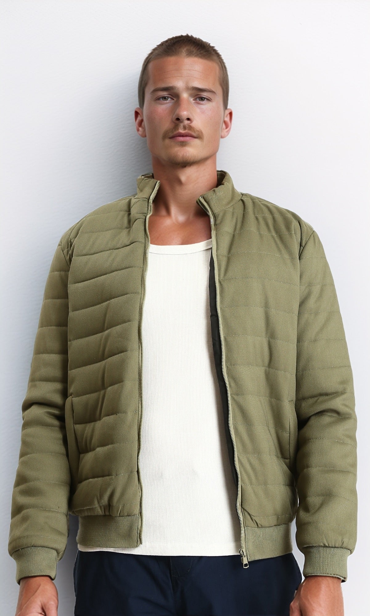 Long Sleeves Bomber Jacket with Hem - Olive