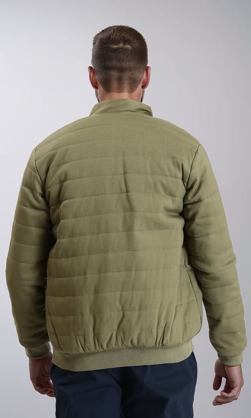 R212011 - Long Sleeves Bomber Jacket with Hem - Olive