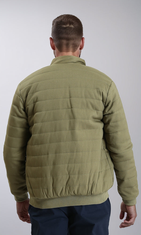 R212011 - Long Sleeves Bomber Jacket with Hem - Olive