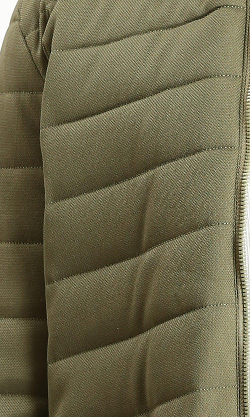 R212011 - Long Sleeves Bomber Jacket with Hem - Olive