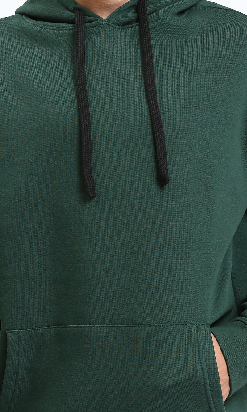 R212022 - Slip On Solid Basic Hoodie - Dark Green