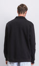 R212024 - Zipped Neck Solid Winter Sweater - Black
