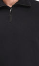 R212024 - Zipped Neck Solid Winter Sweater - Black